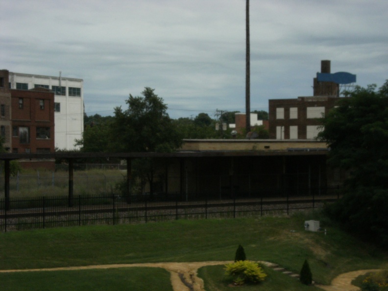 Looking across the Tinker property at the abandoned train station.